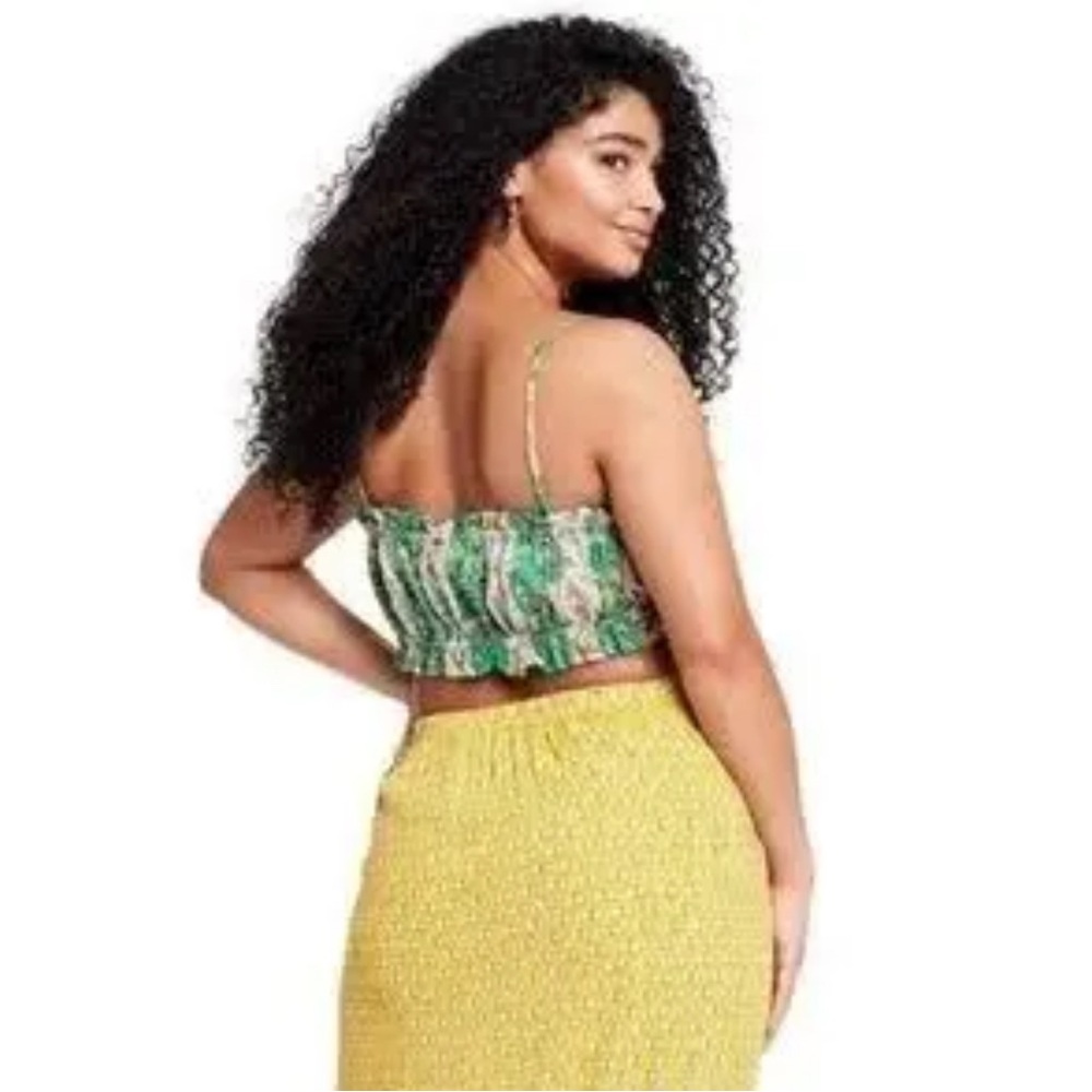 Rhode Skin Tops Rhode X Target Floral Crop Top Women’s XL Green Yellow Elastic - Picture 11 of 11
